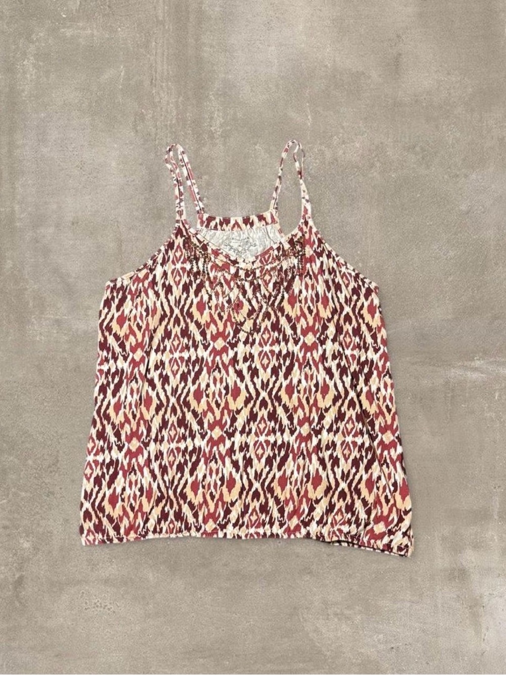 Sonoma Goods for Life brown and beige geometric pattern cotton & modal tank top